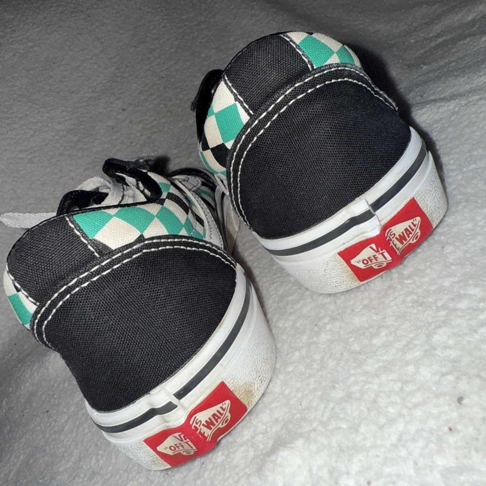Vans Kids Off The Wall Checker Canvas Sneaker | Size 4 | Black | Green | White | - Picture 6 of 8